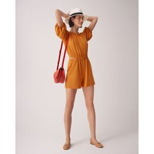 Cuyana Gathered Front Romper in Mango XL BNWT